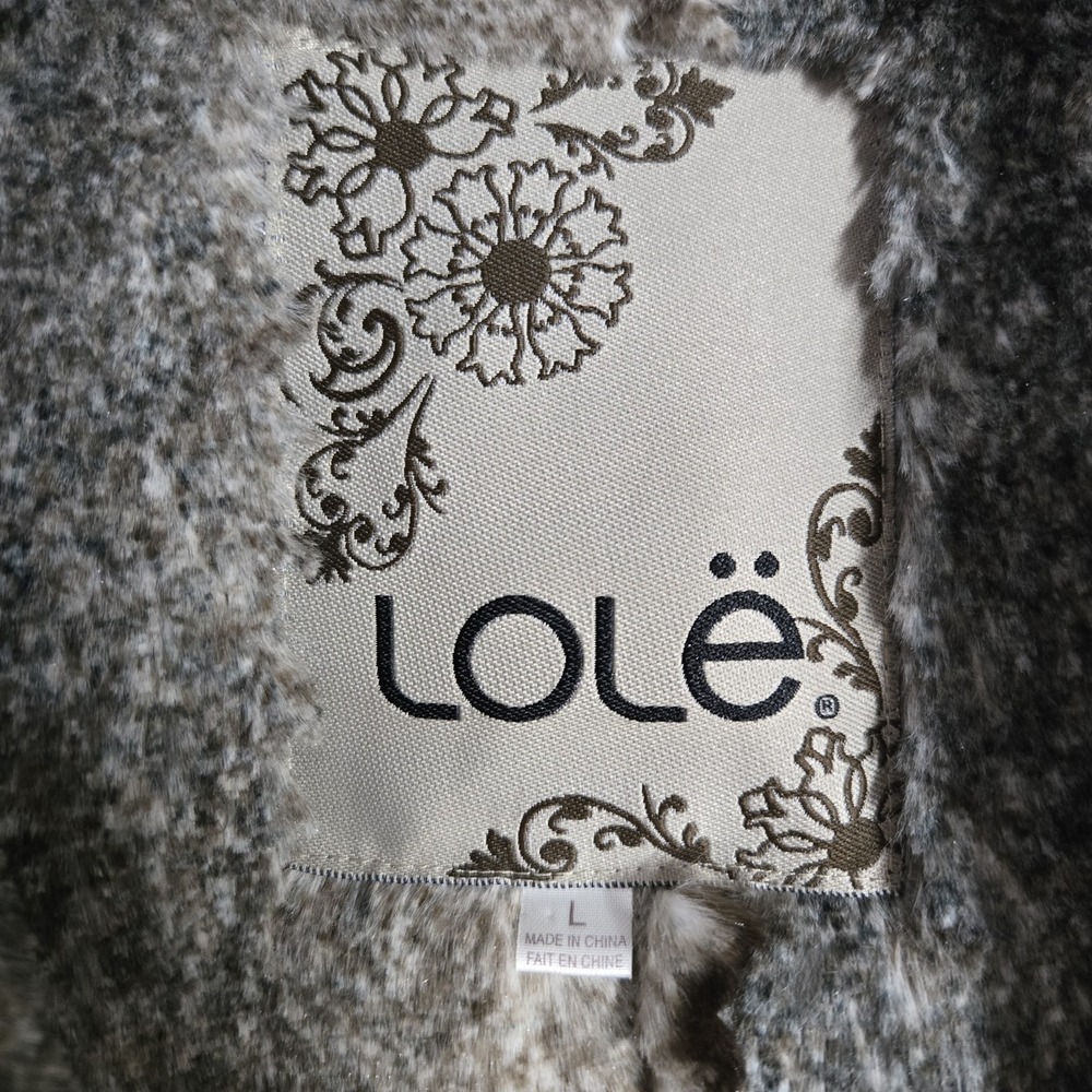 Lole Faux Fur Suede Coat Large Cream Zipper Pockets Full Zip Ultra Soft Boho - Picture 5 of 8